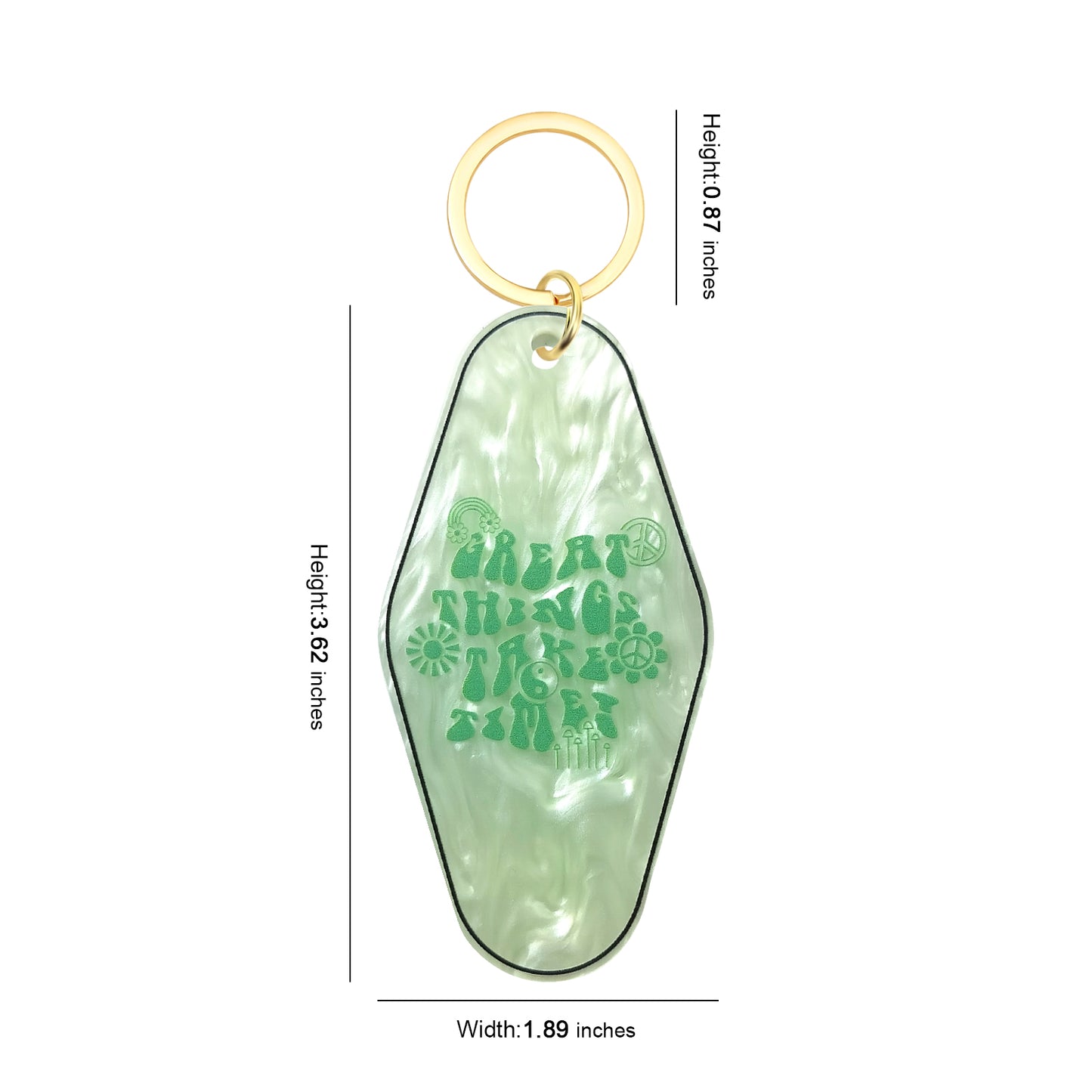 Great Things Take Time Motel Keychain - Vintage Nostalgia Motivational Hotel Keychain