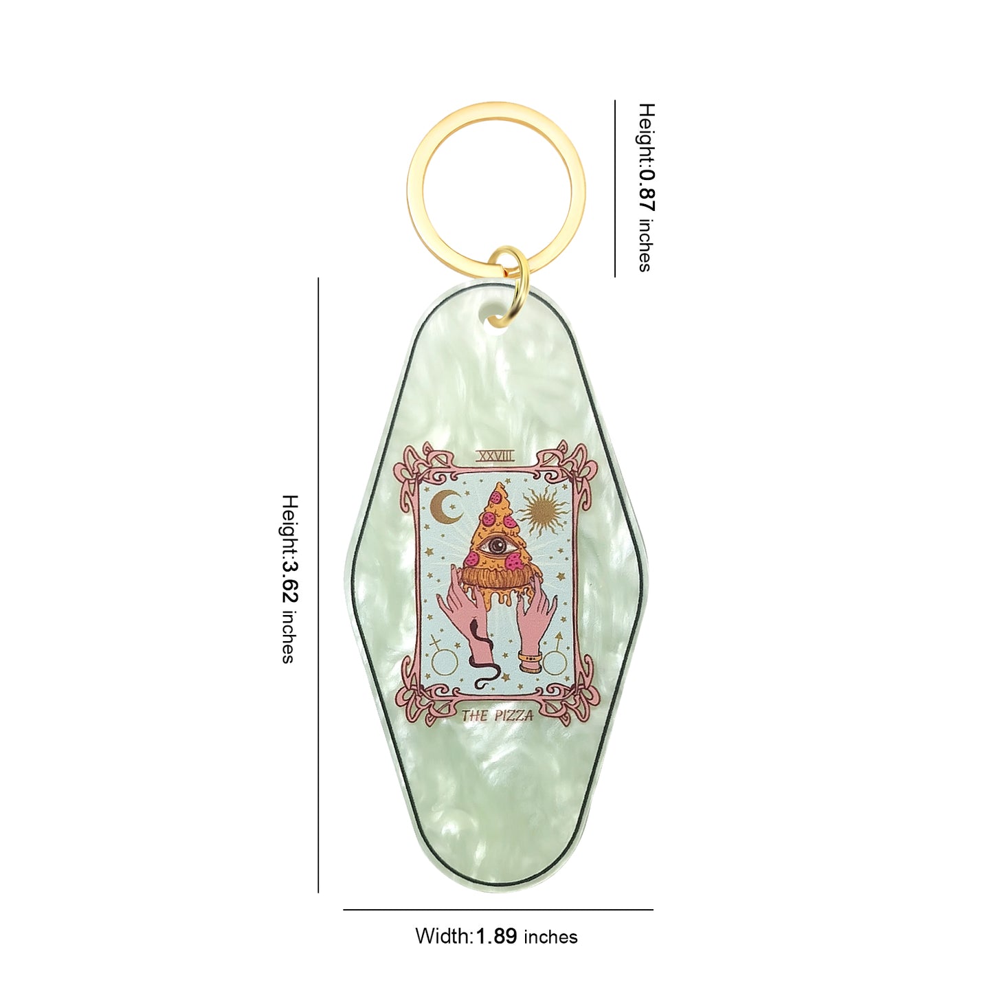 The Pizza Tarot Card Motel Keychain - Vintage Nostalgia Motivational Hotel Keychain