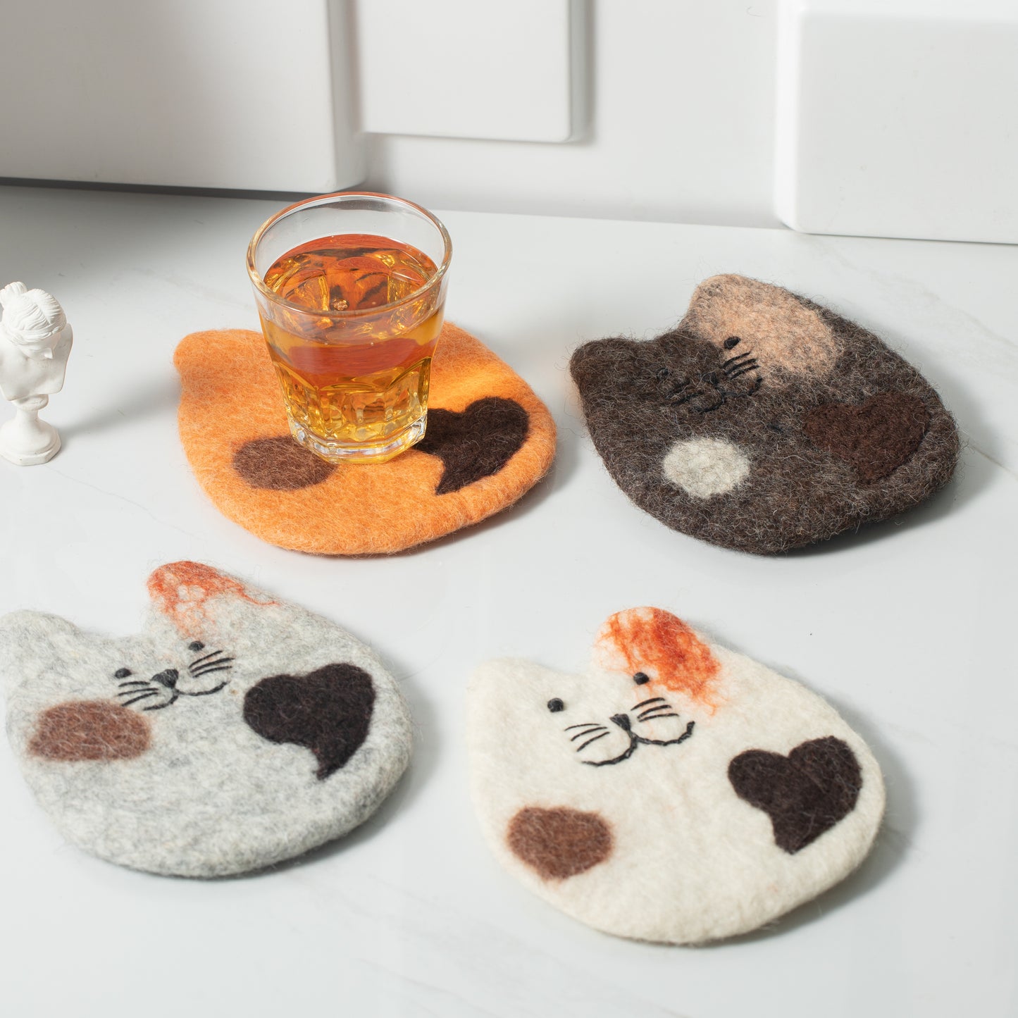 Felt Coffee Cup Mug Table Mat Coasters - Fatty Cat