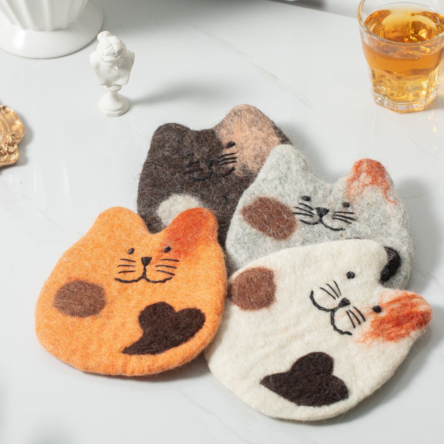 Felt Coffee Cup Mug Table Mat Coasters - Fatty Cat