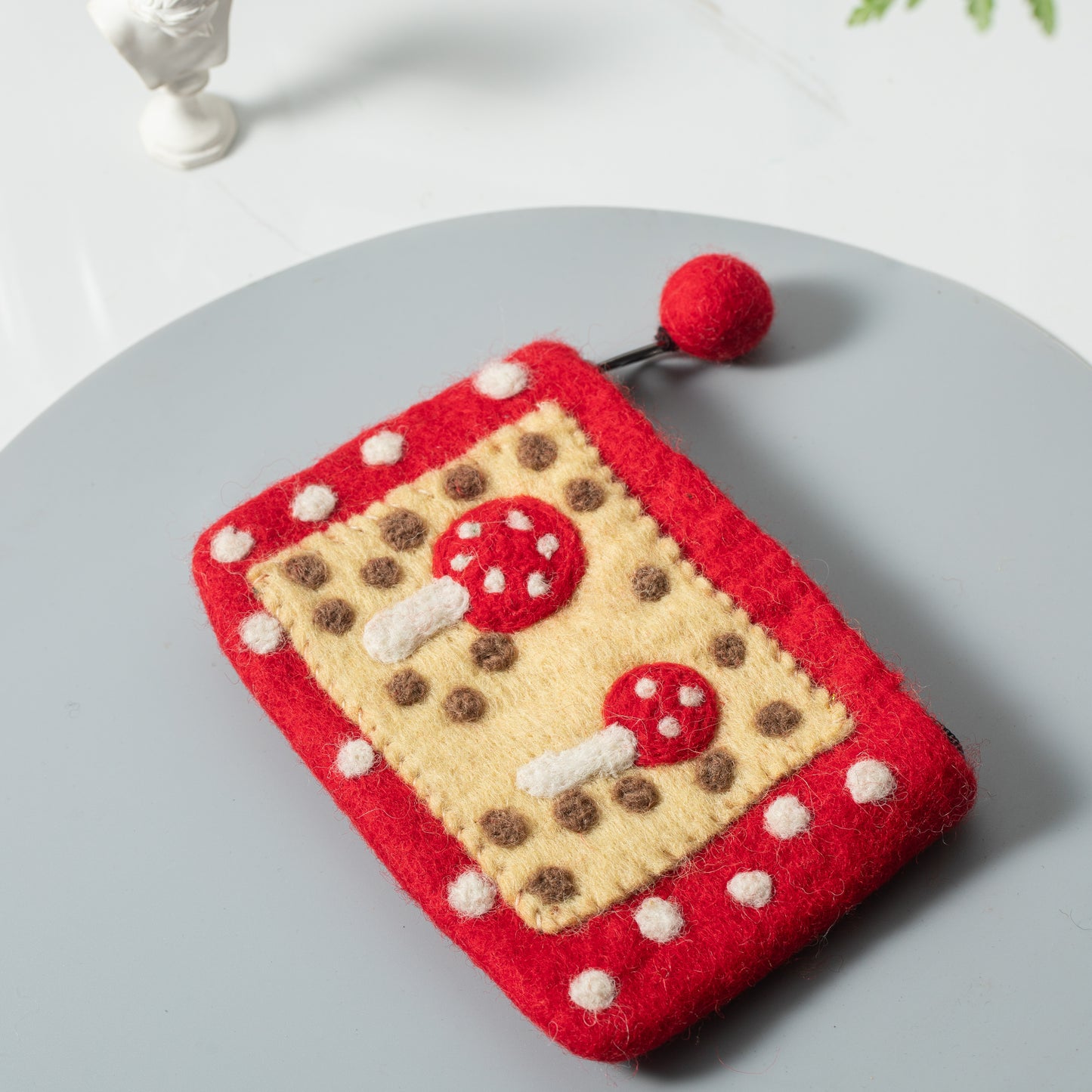 Mushroom Felt Wallet - Wool Felt Pouch Hand Carry Coin Purse