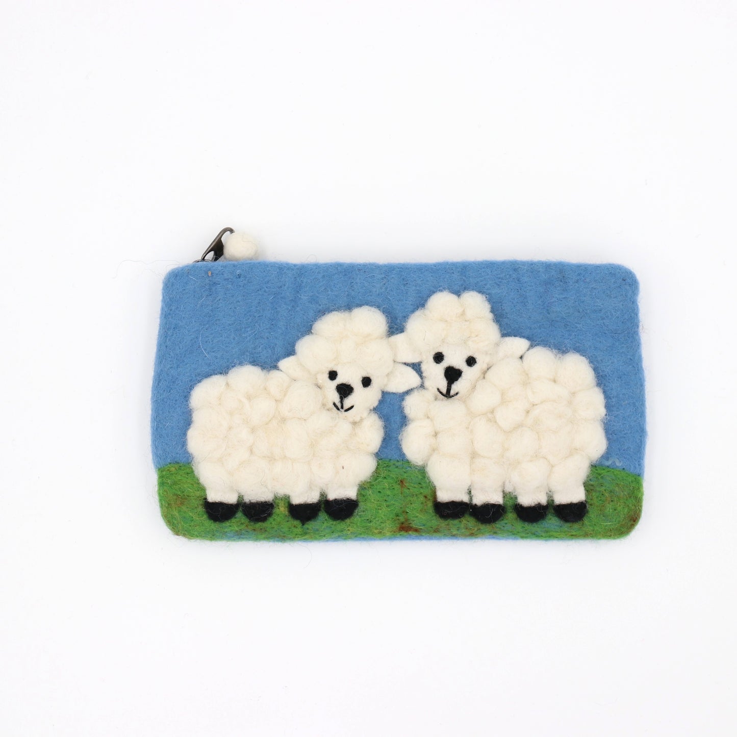 Smiling Sheep Felt Wallet - Wool Felt Pouch Hand Carry Coin Purse