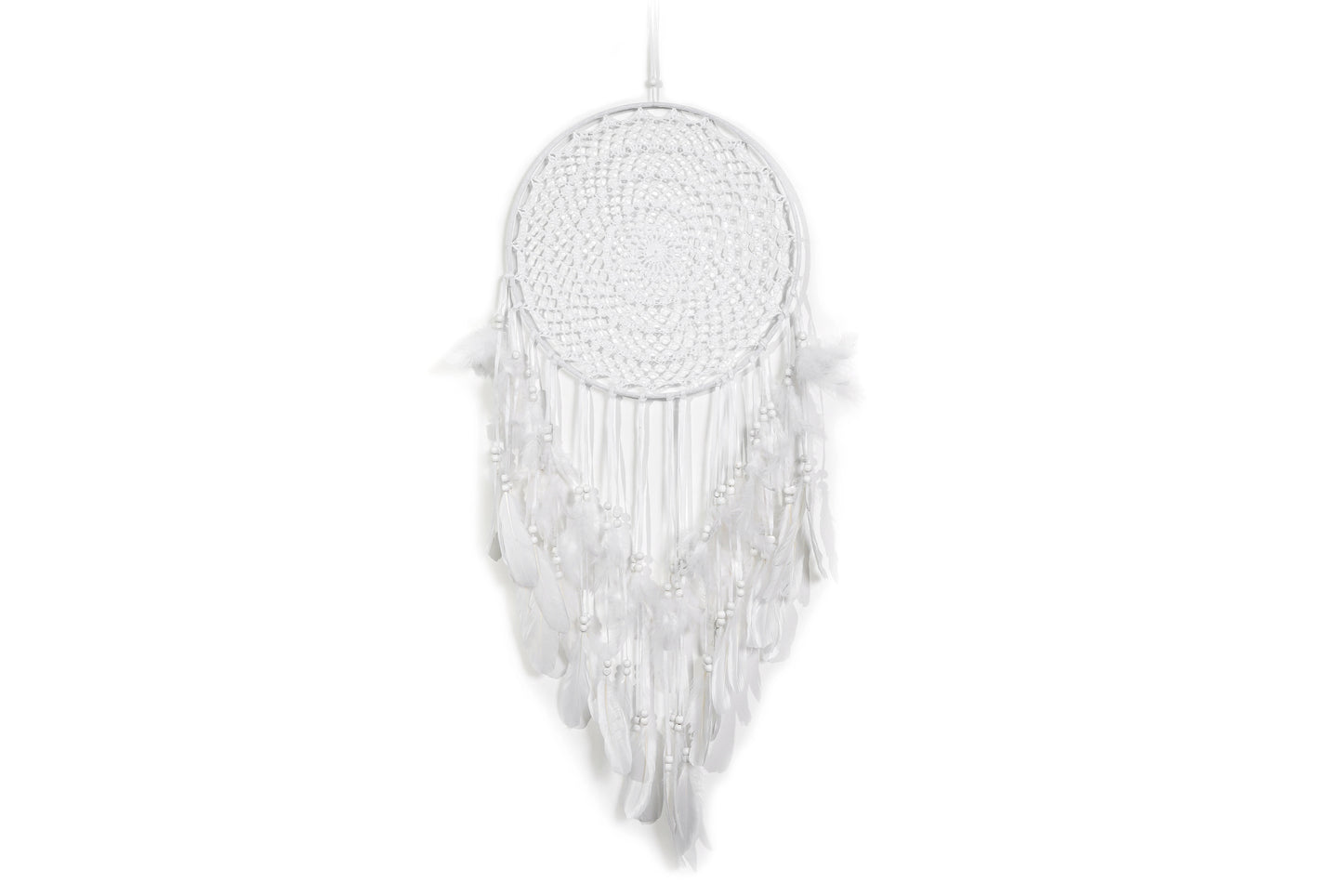 Feather Dream Catcher Macrame Wall Hanging Decoration - White