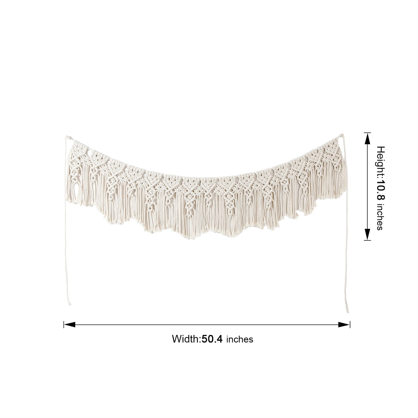Hand Woven Cotton Macrame Wall Hanging Curtain Decor Banner - Ellie