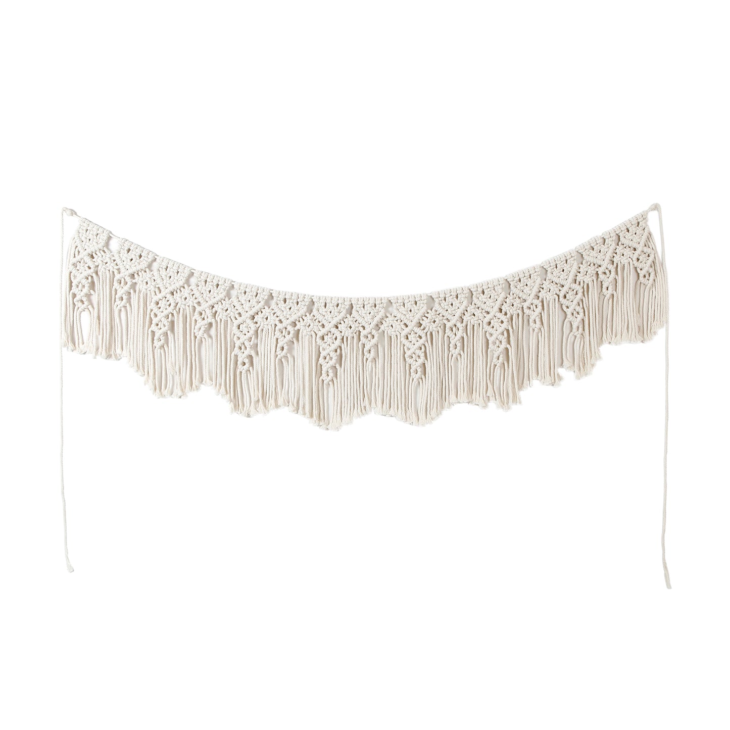 Hand Woven Cotton Macrame Wall Hanging Curtain Decor Banner - Ellie