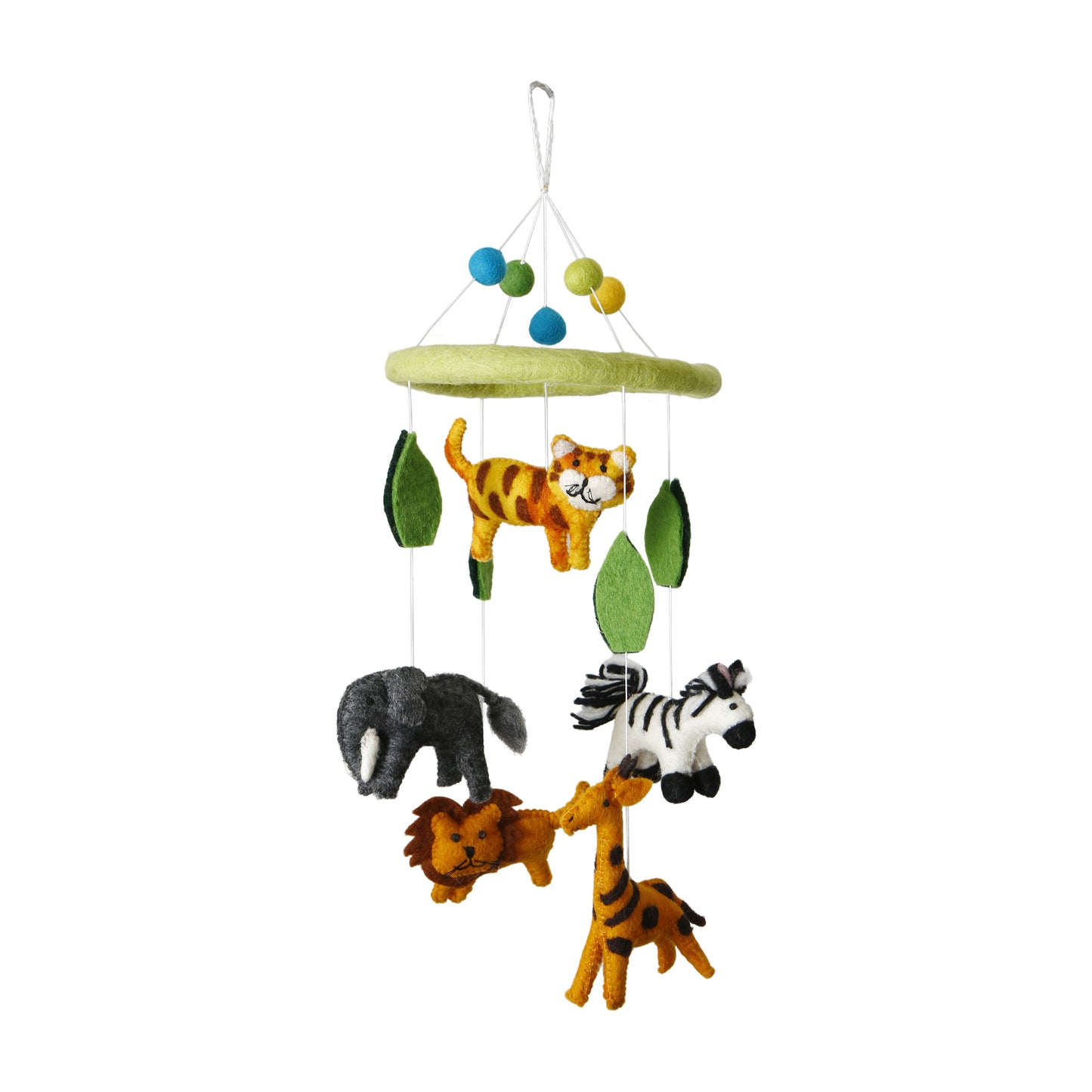 Handmade Wool Felt Baby Mobile For Crib Nursery - Tiger, lion, Zebra, elephant Mobile Toys