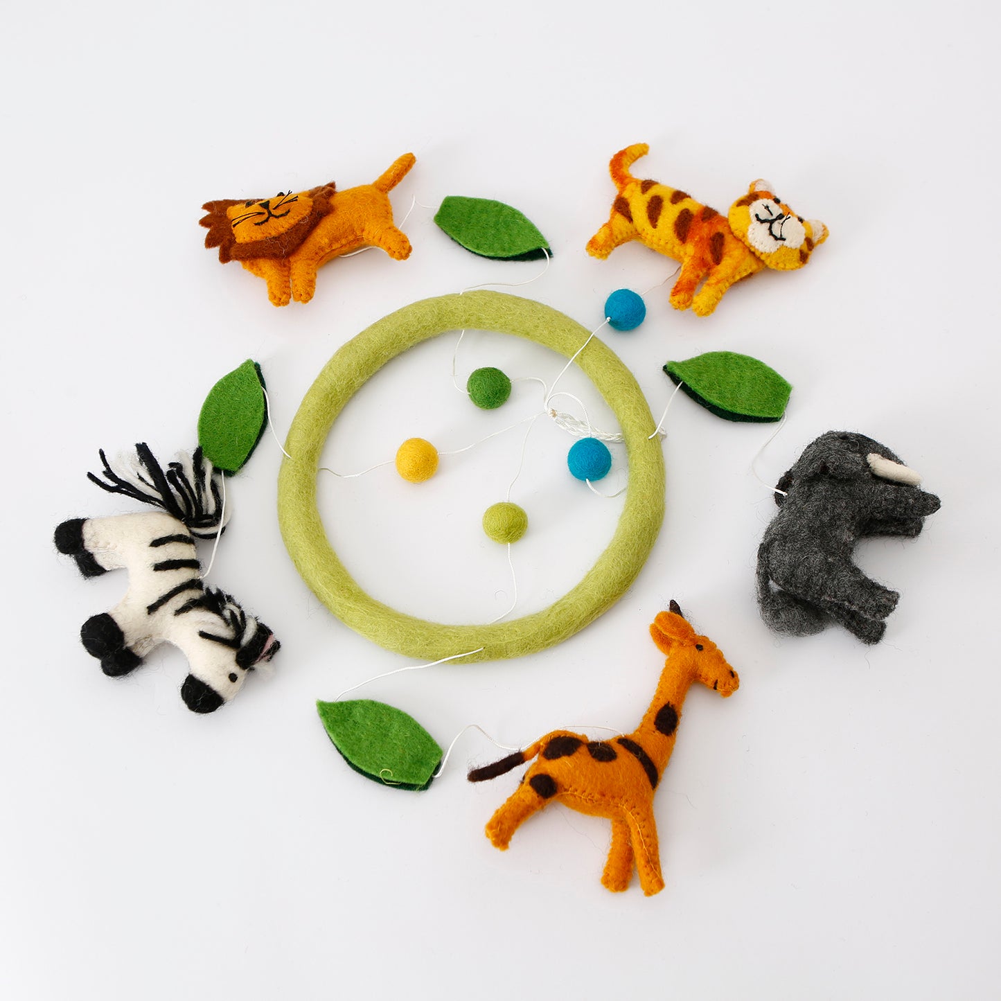 Handmade Wool Felt Baby Mobile For Crib Nursery - Tiger, lion, Zebra, elephant Mobile Toys