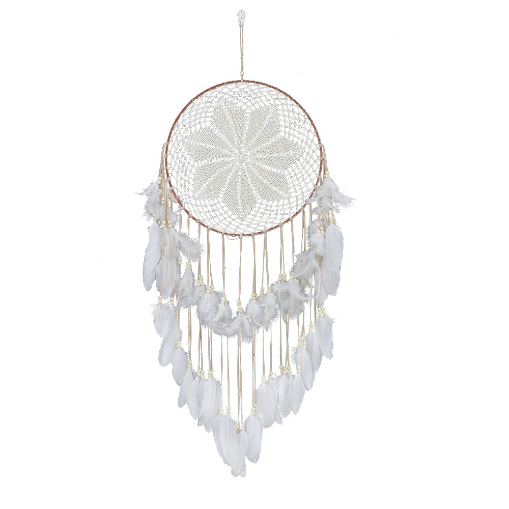 Feather Dream Catcher Macrame Wall Hanging Decoration - White