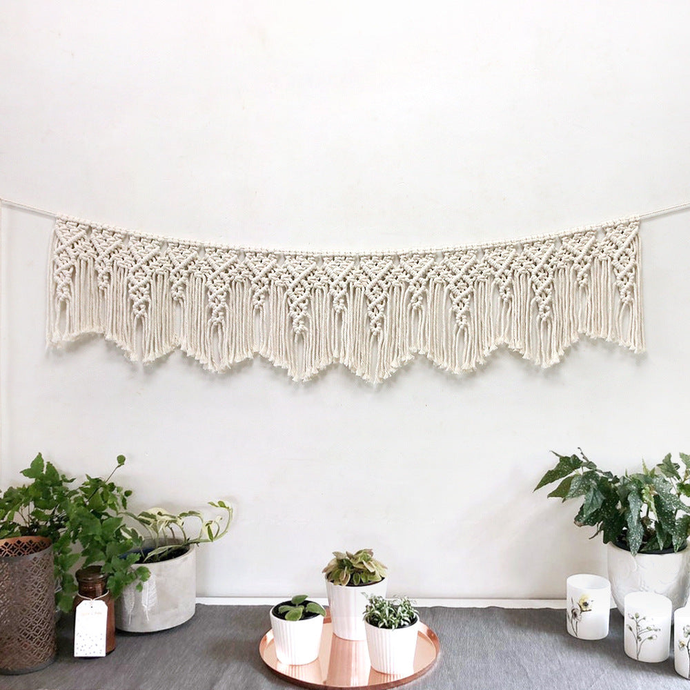Hand Woven Cotton Macrame Wall Hanging Curtain Decor Banner - Ellie