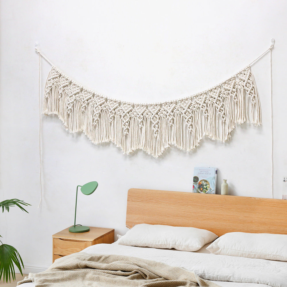 Hand Woven Cotton Macrame Wall Hanging Curtain Decor Banner - Ellie