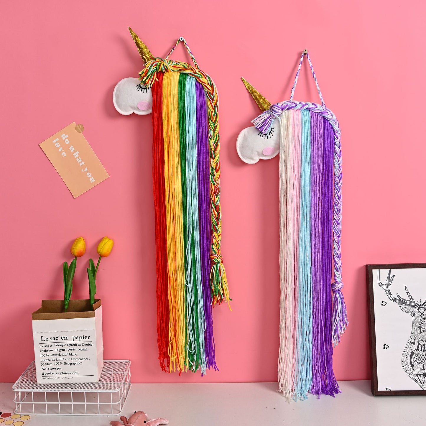 Unicorn Rainbow Hairpin Display Storage Wall Hanging Decoration