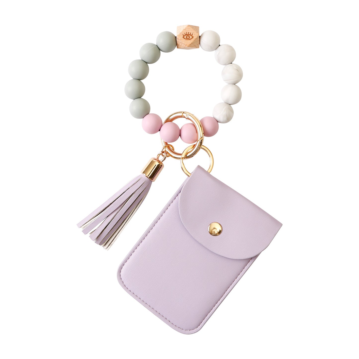 Silicone Beaded Tassel Bracelet Keychain - Card & Coin Purse Wallet (Laura)