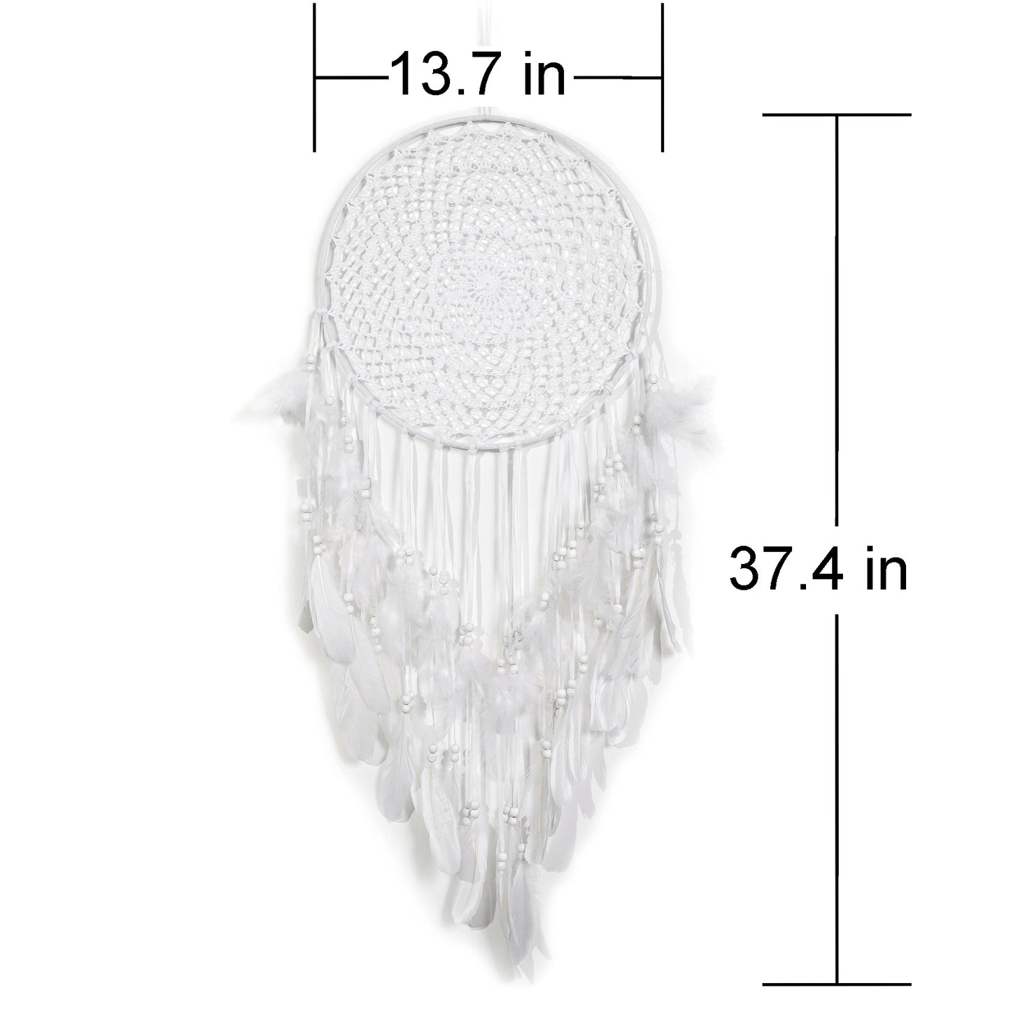 Feather Dream Catcher Macrame Wall Hanging Decoration - White