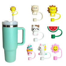 Load image into Gallery viewer, 8mm-Animal-Silicone-Straw-Top-Cover-for-Tumblers

