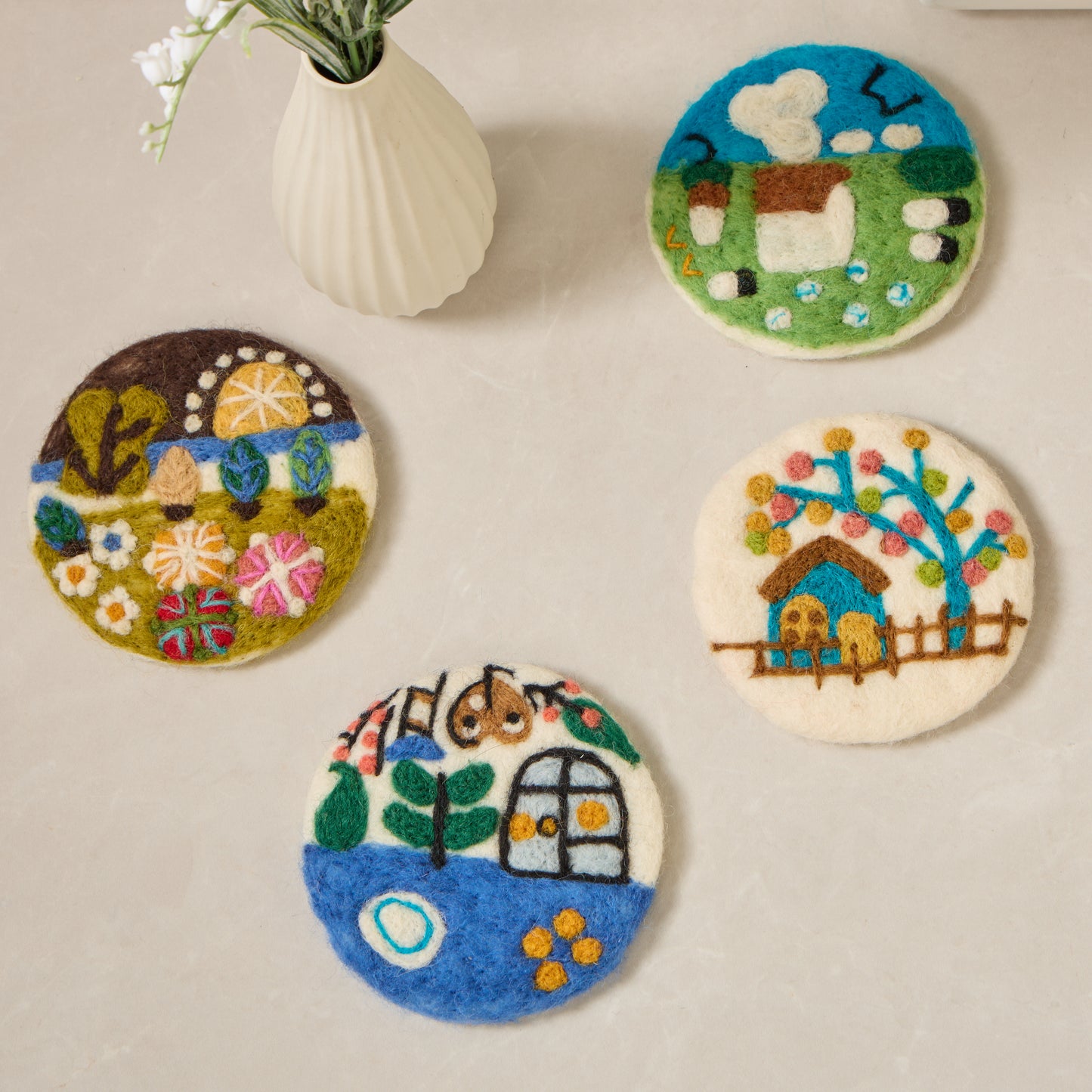 Wool Felt Coffee Cup Mug Table Mat Coasters