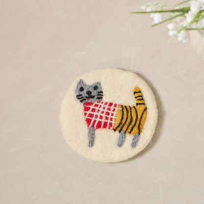 Wool Felt Coffee Cup Mug Table Mat Coasters - Sheep, Bunny, Cat