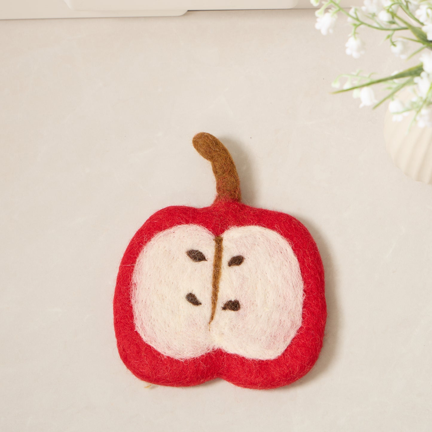 Handmade Wool Felt Fruits Cup Coasters Made in Nepal - Avocado, Apple, Pear, Orange