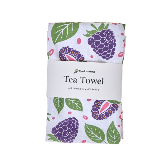 Tea Towels for a Cute Kitchen – Blackberry Harvest (Set of 2) | 100% Cotton, Absorbent & Eco-Friendly