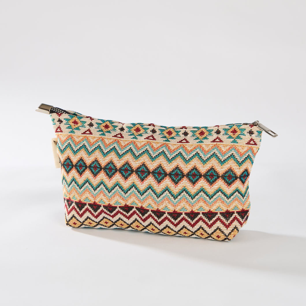 Aztec Cross Stitch Print Toiletry / Makeup Bag - Travel-Friendly Cosmetic Bag