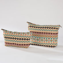 Load image into Gallery viewer, Aztec Cross Stitch Print Toiletry / Makeup Bag - Travel-Friendly Cosmetic Bag
