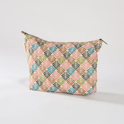 Oriental Waves Multi-Color Print Toiletry / Makeup Bag - Travel-Friendly Cosmetic Bag