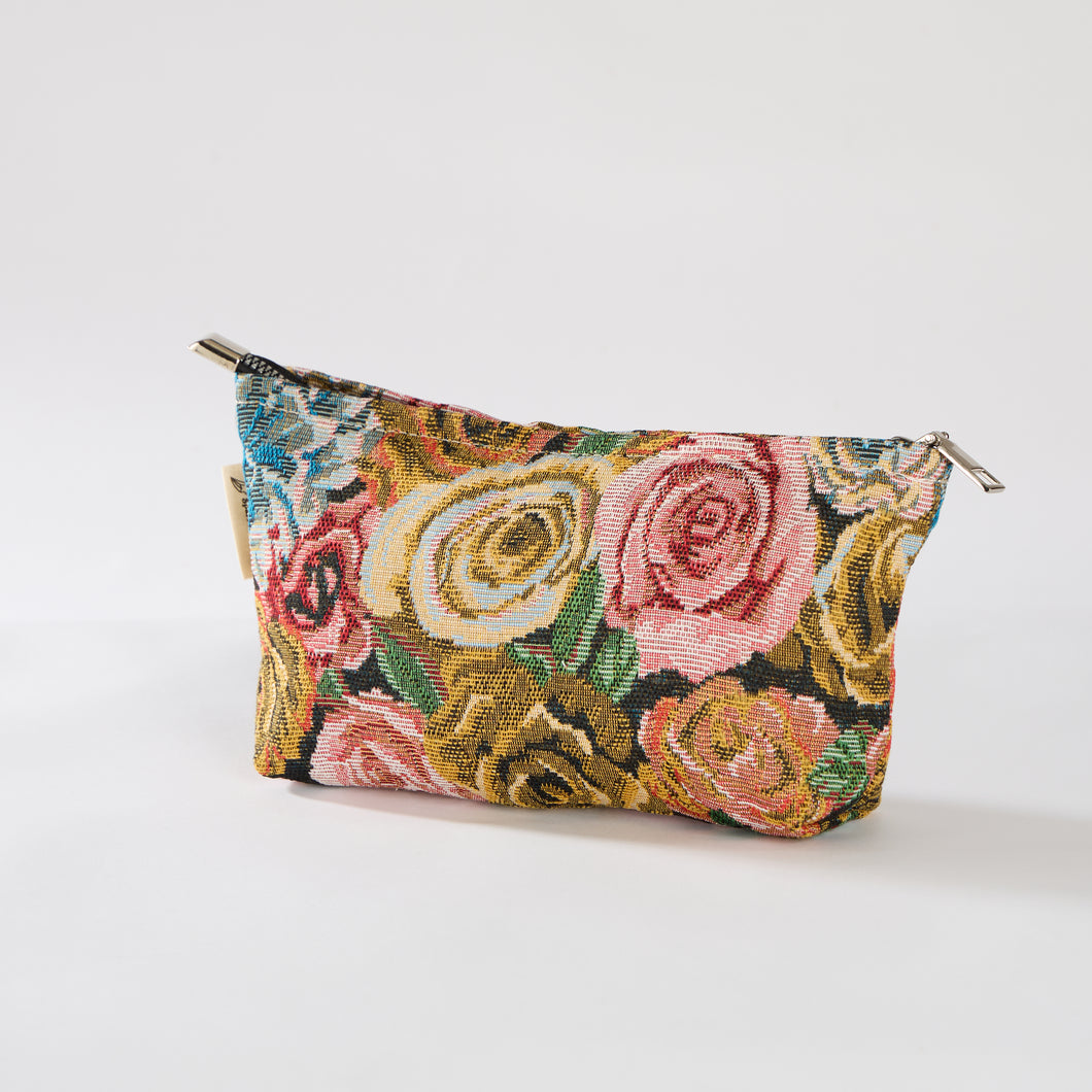 Rose Floral Print Toiletry / Makeup Bag - Travel-Friendly Cosmetic Bag