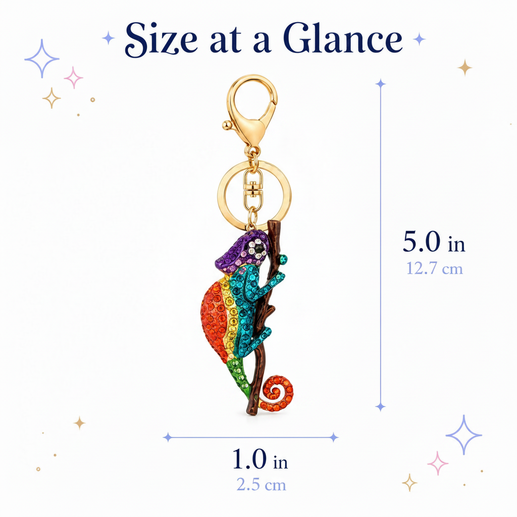 Colorful Rhinestone Chameleon Keychain – Sparkly Bag Charm