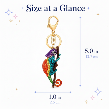 Colorful Rhinestone Chameleon Keychain – Sparkly Bag Charm