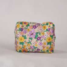 Load image into Gallery viewer, Petal Perfect Floral Quilted Makeup Bag - Small Pouch Travel Toiletry Organizer
