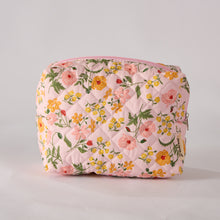 Load image into Gallery viewer, Flower Trail Floral Quilted Makeup Bag - Small Pouch Travel Toiletry Organizer
