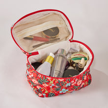 Load image into Gallery viewer, Nature&#39;s Bloom Floral Quilted Makeup Pouch - Travel-Friendly Cosmetic Bag
