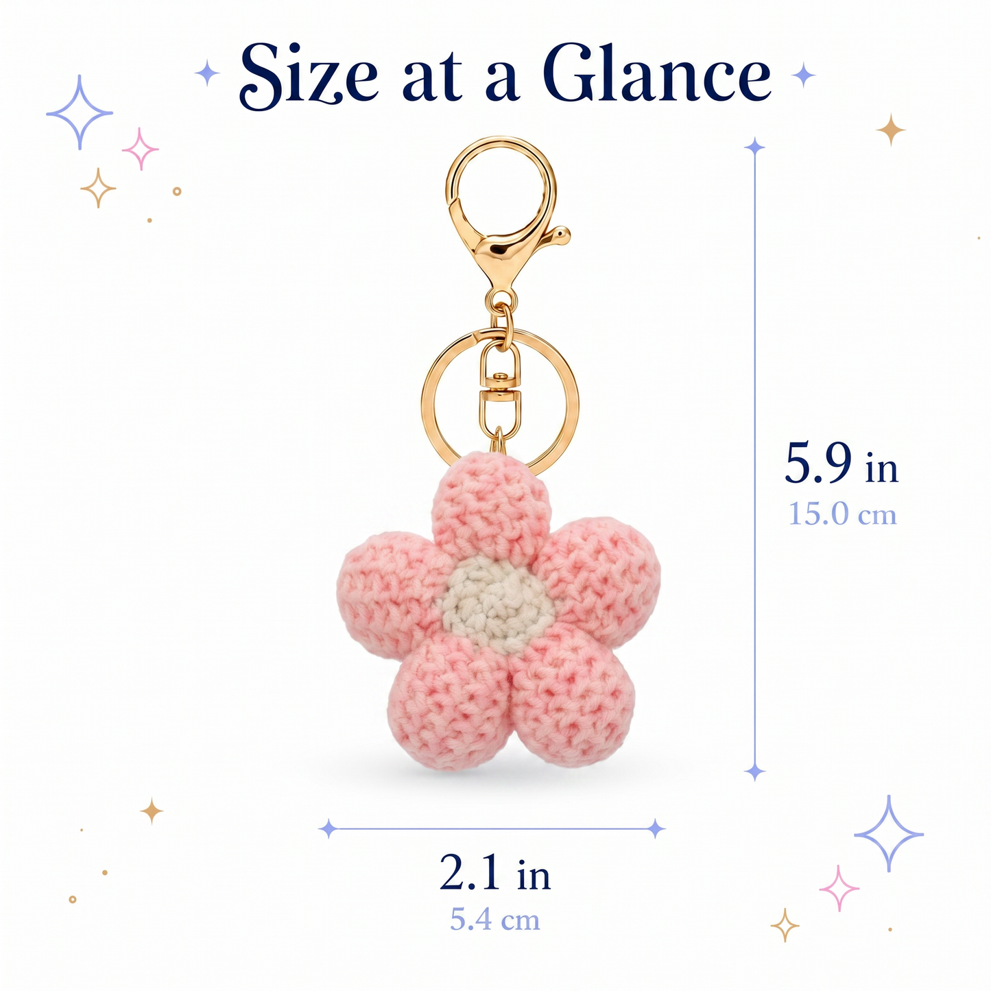Hand-Crochet Pink Flower Yarn Keychain for a Romantic Feel!
