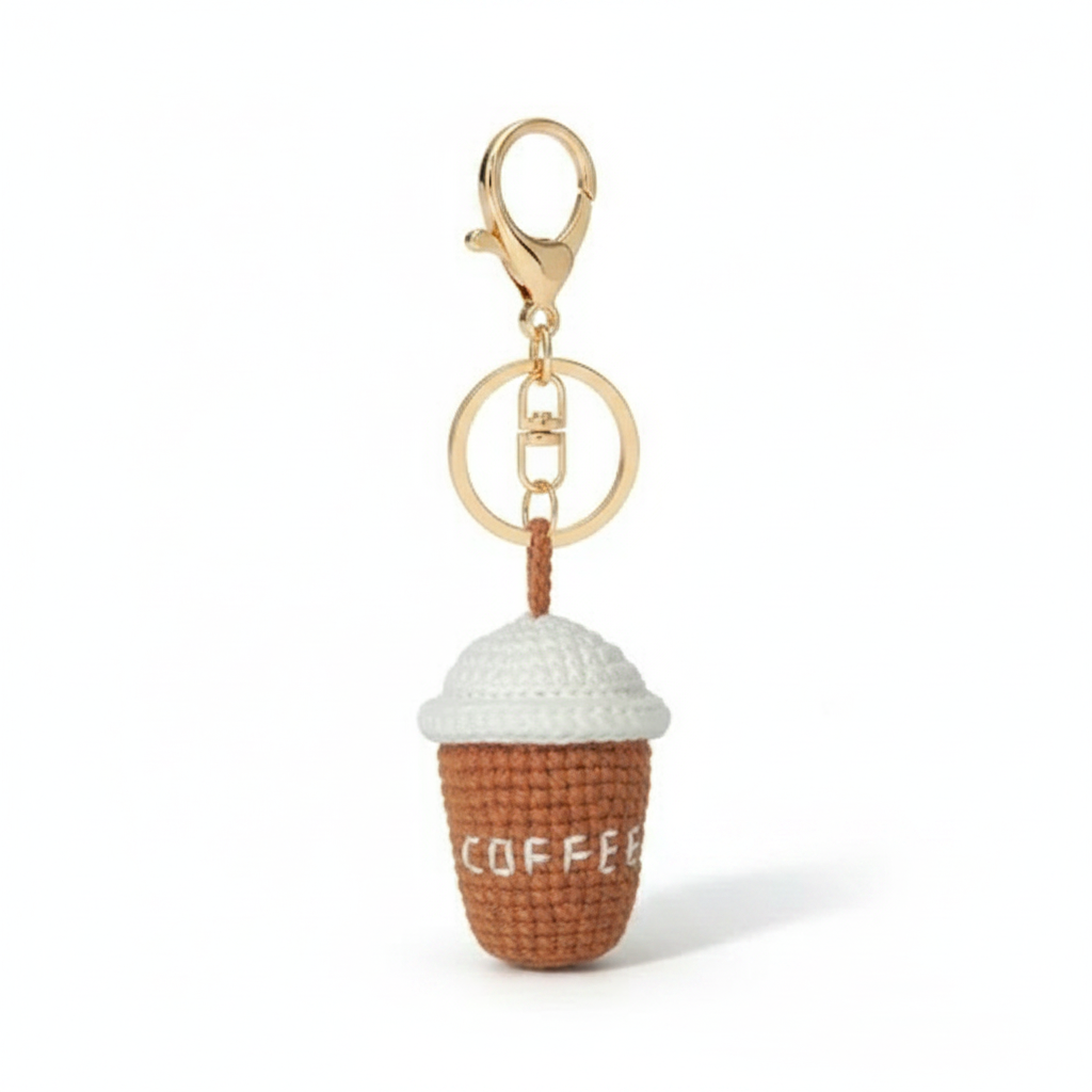 Hand-Crochet Coffee Cup Yarn Keychai