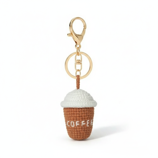 Hand-Crochet Coffee Cup Yarn Keychai