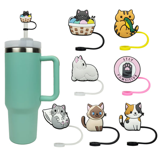 10mm Kitty Cat Silicone Straw Top Cover for Stanley 30 & 40oz Tumblers