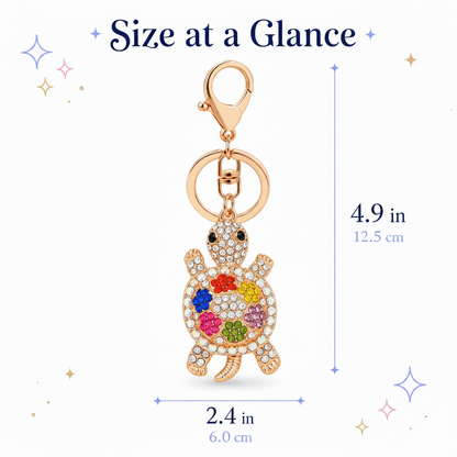 Colorful Rhinestone Turtle Keychain – Sparkly Bag Charm