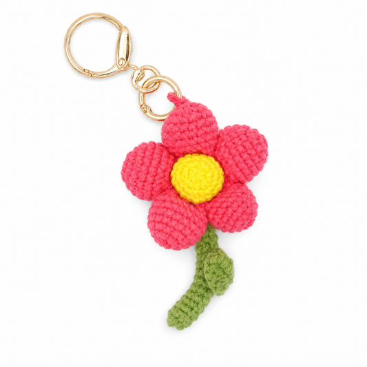 Handmade Crochet Flower Keychain – Cute Floral Bag Charm