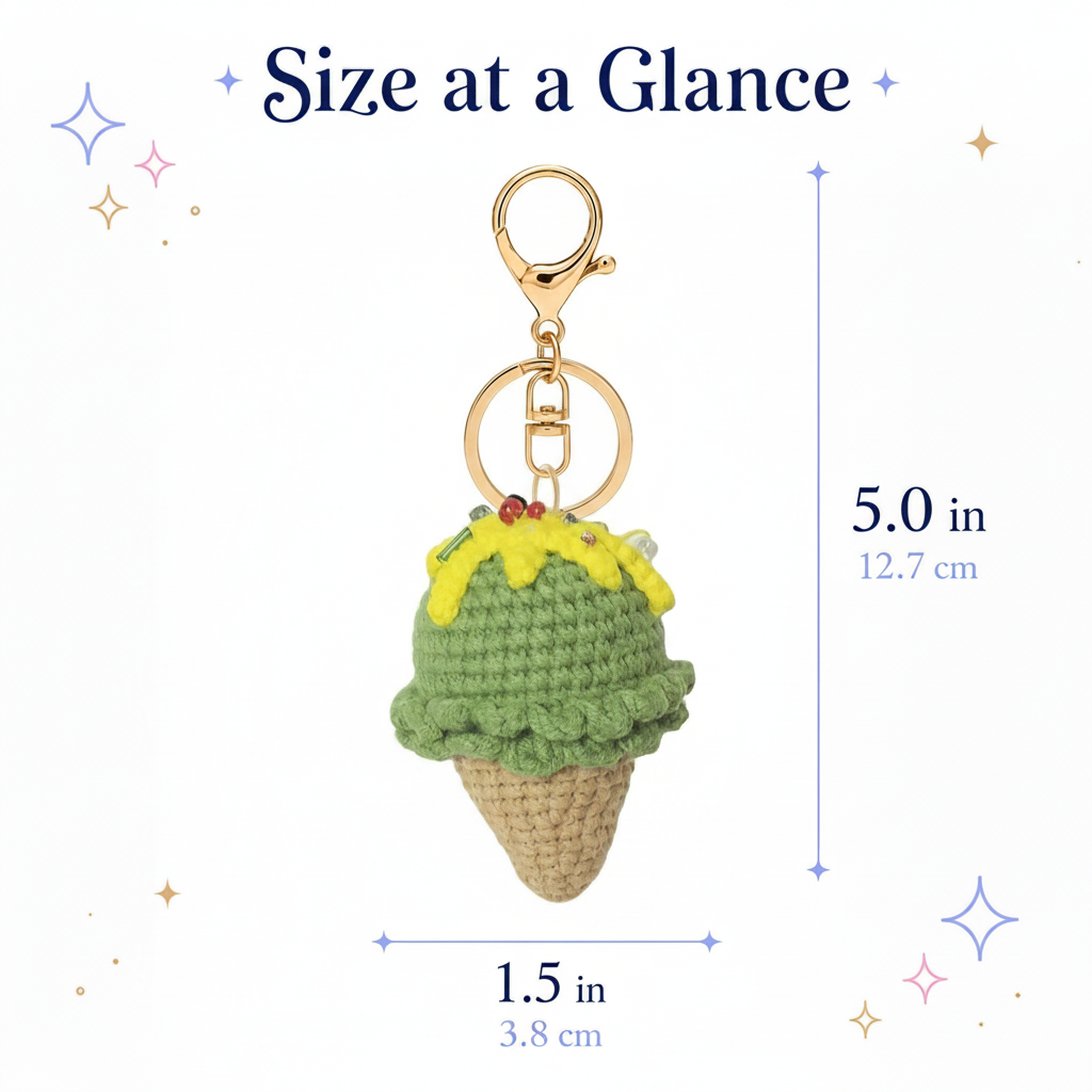 Hand-Crochet Ice Cream Keychain