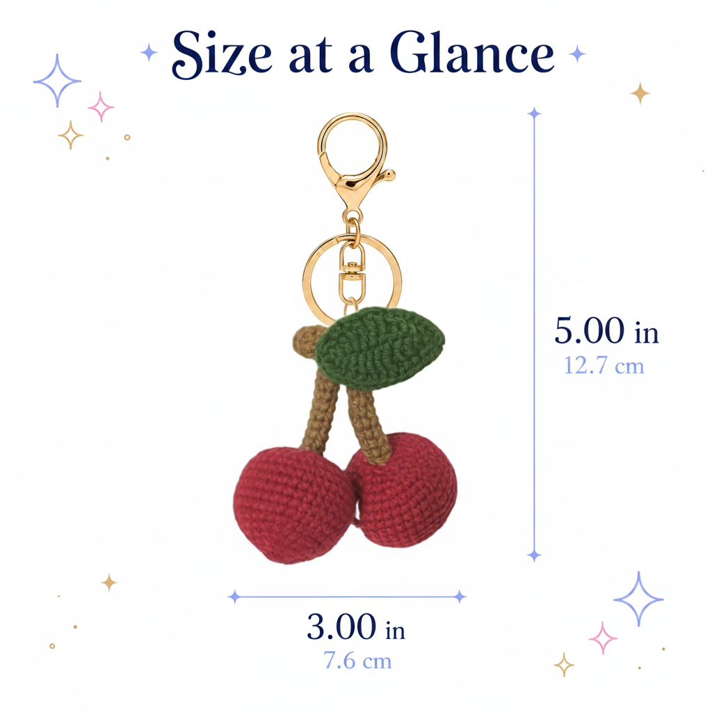Cherry Crochet Keychain - Adorable Fruit Bag Charm