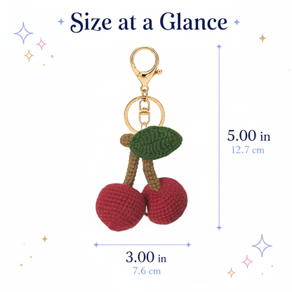 Cherry Crochet Keychain - Adorable Fruit Bag Charm