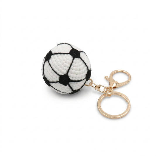 Handmade Crochet Soccer Ball Keychain – Mini Football Bag Charm