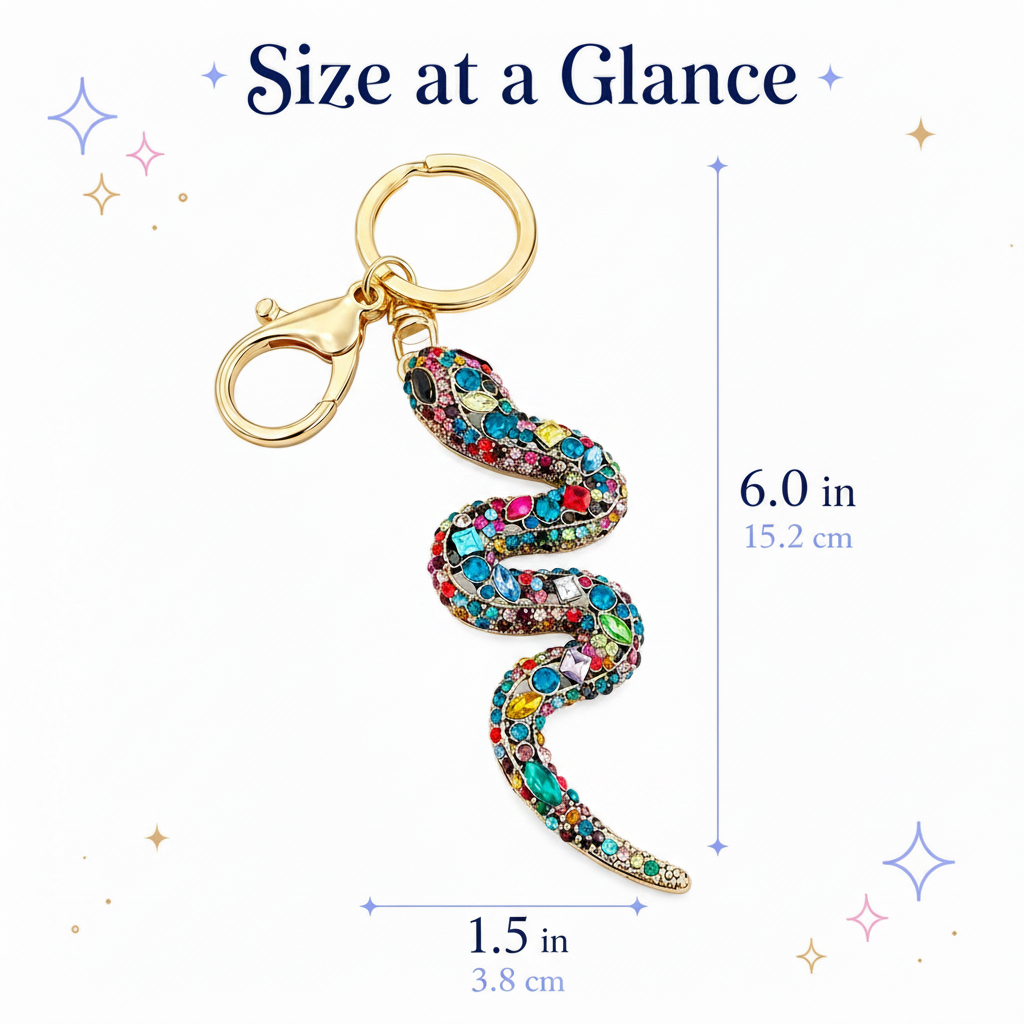Colorful Rhinestone Snake Keychain – Sparkly Bag Charm