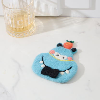 Handmade 3D Animal Mug Rug – Wool Felt Coaster