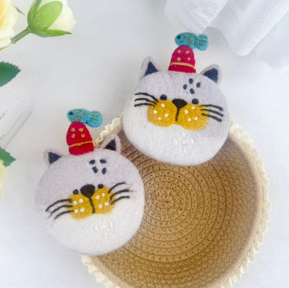 Handmade 3D Animal Mug Rug – Wool Felt Coaster