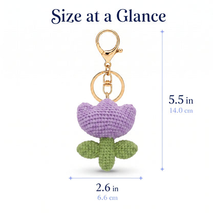 Hand-Crochet Tulip Flower Keychain - Colorful Floral Accessory