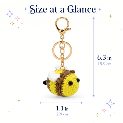 Hand-Crochet Bee Mine Yarn Keychain with Removable Charm Set