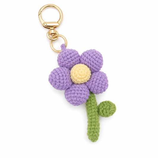 Handmade Crochet Flower Keychain – Cute Floral Bag Charm
