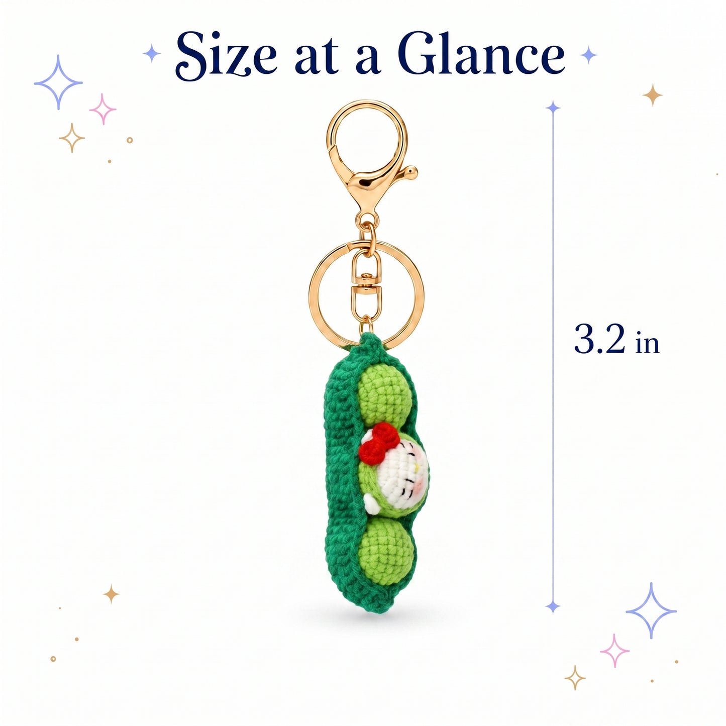 Hand-Crochet Green Pea Keychain