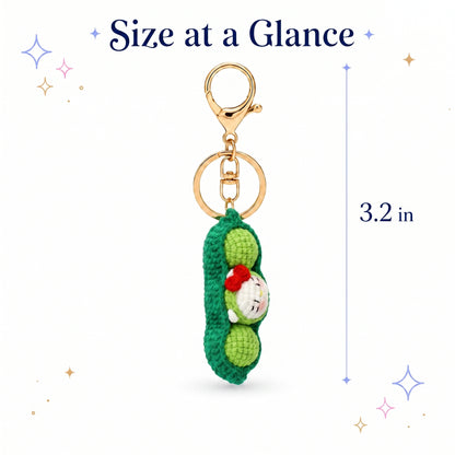 Hand-Crochet Green Pea Keychain