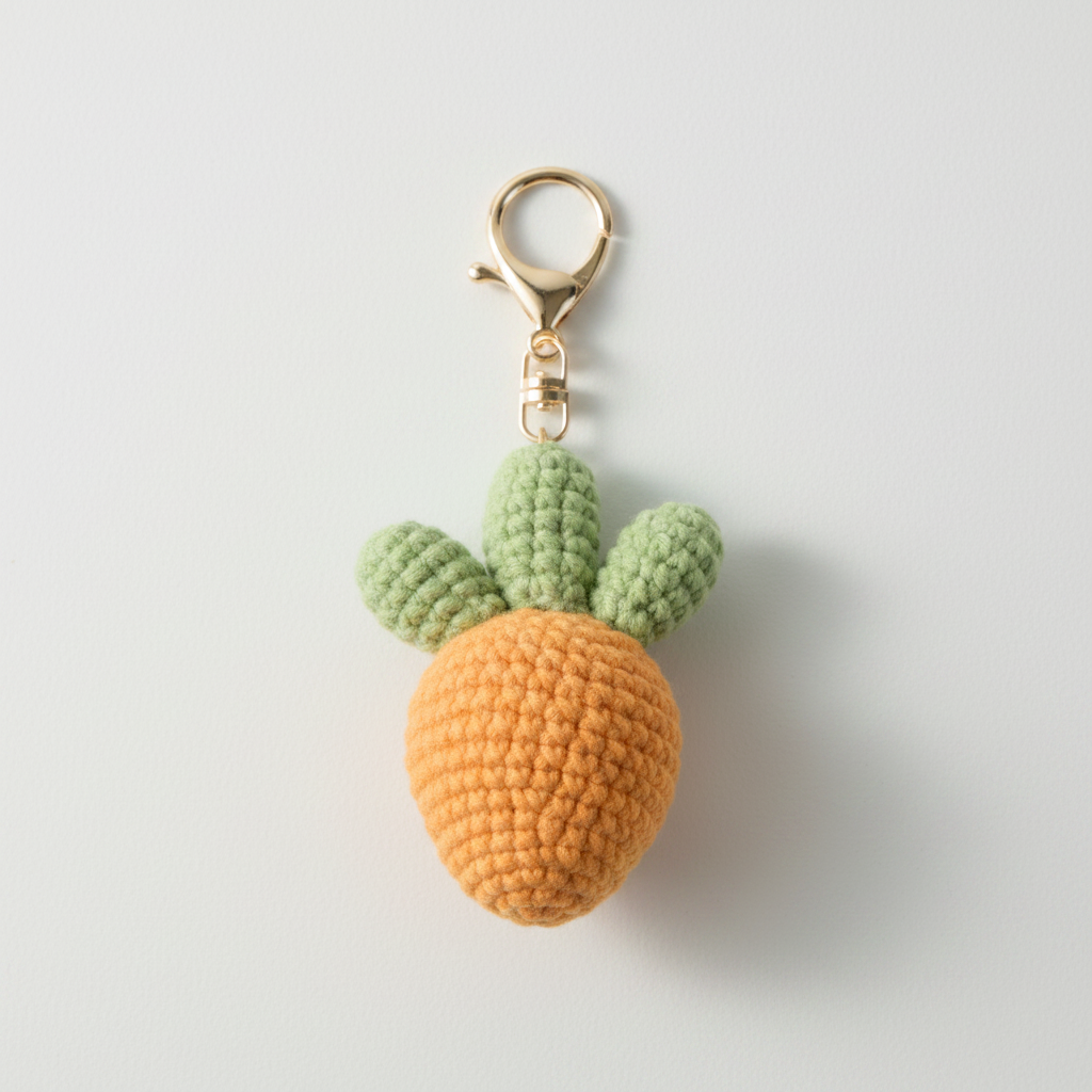 Hand-Crochet Carrot Keychain - Cute Yarn Accessory
